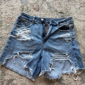 American Eagle Outfitters Light Blue Distressed Denim Shorts
